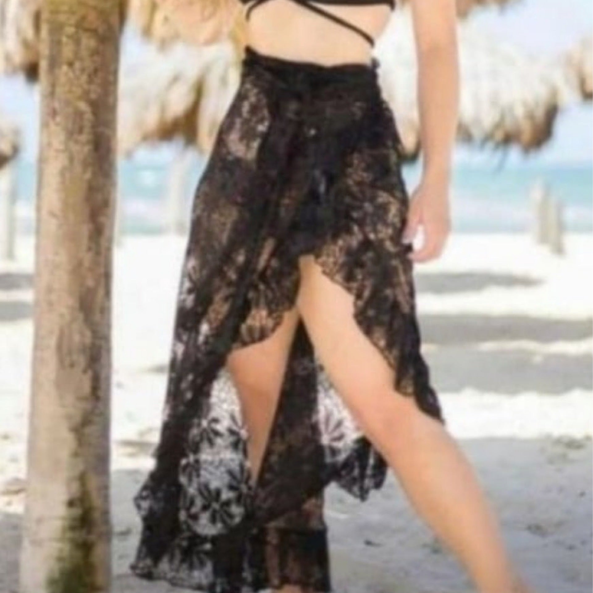 Long lace wrap skirt 2025
